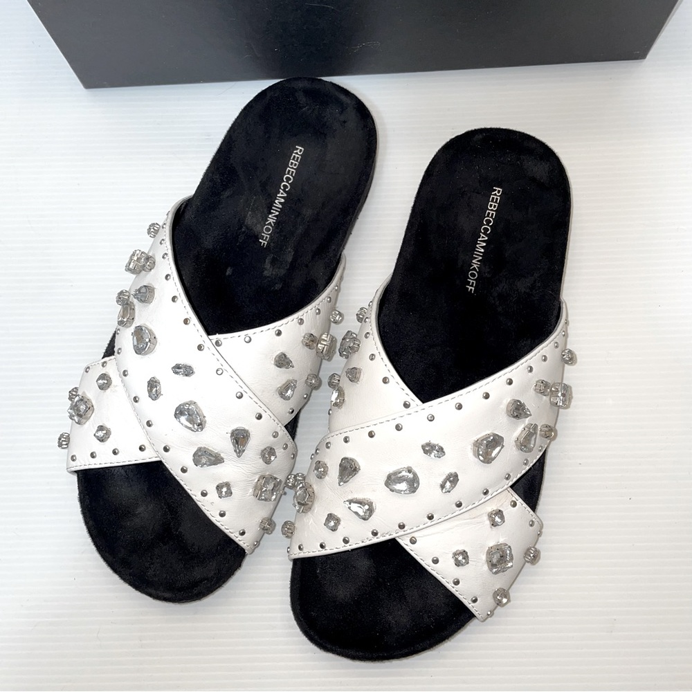 Rebecca Minkoff Theo Jewel White Slide Sandal - Picture 4 of 11